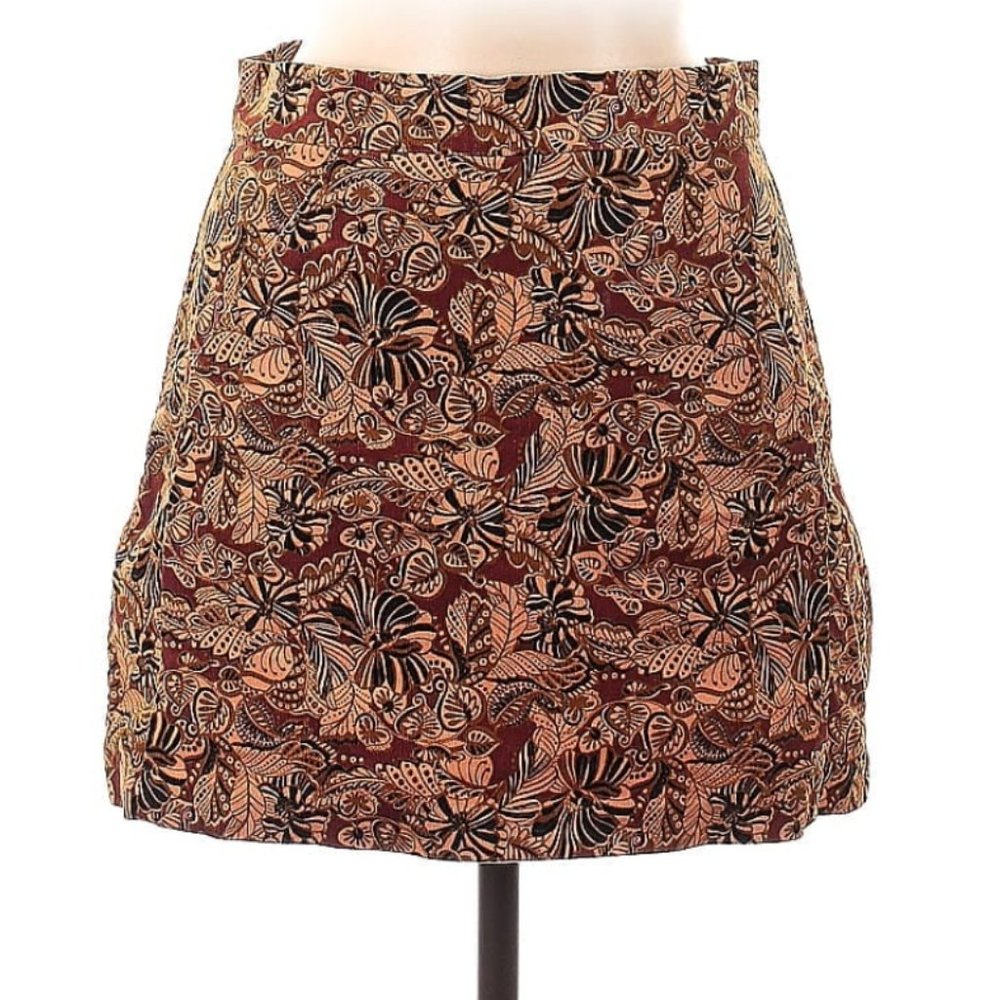 Zara Trafaluc skirt corduroy baroque print